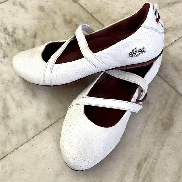 White Lacoste Ballet Flats Lacoste Shoes Lacoste White Perforated